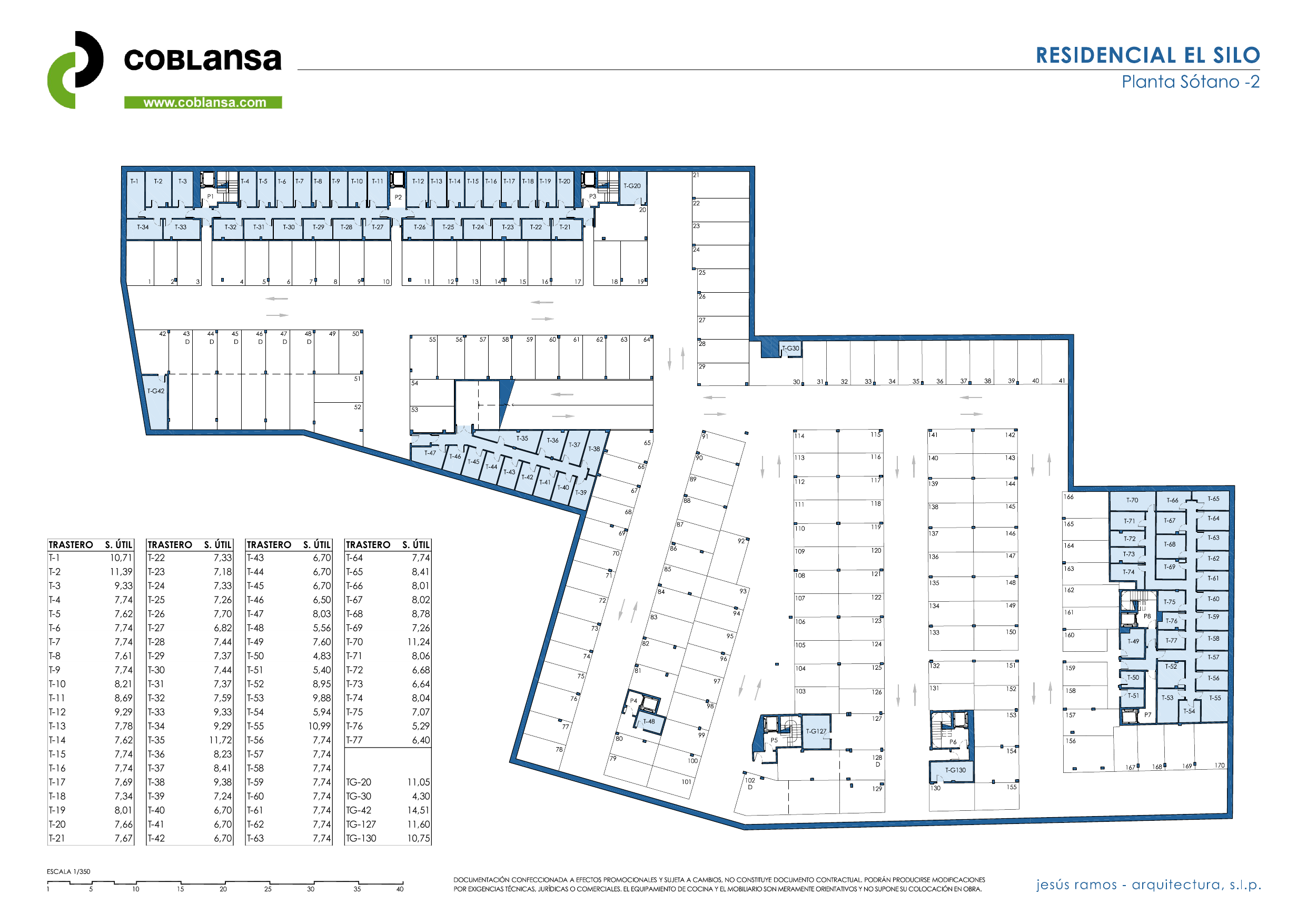 Plano Plazas de Garaje - Residencial El Silo